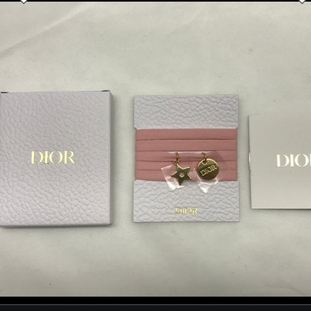 Christian Dior New Choker Necklace Pink Tie Goldplated Charms Dior & Star
